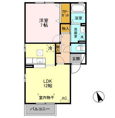 パレット B(1LDK/1階)の間取り写真
