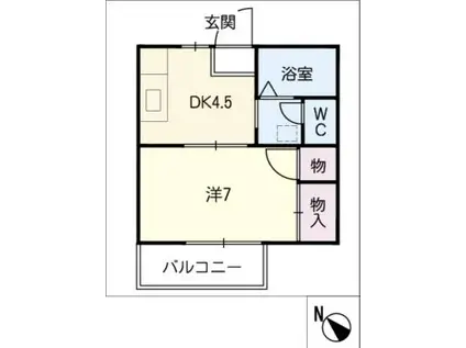 アトレーユ・A(1DK/1階)の間取り写真