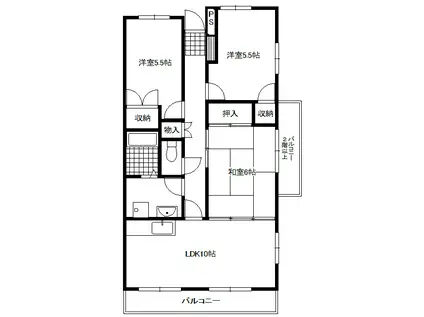ロゼジャルダン(3LDK/2階)の間取り写真