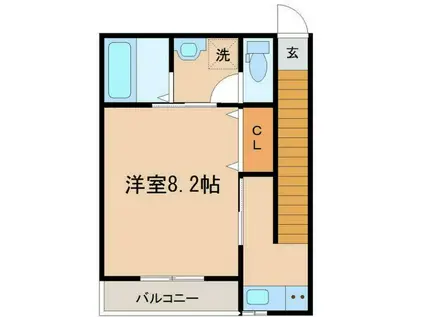 プロムナード志波町(1K/2階)の間取り写真