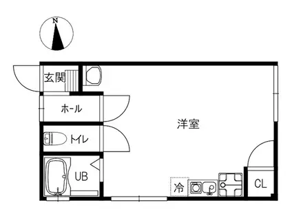 グリーンハウス(ワンルーム/2階)の間取り写真