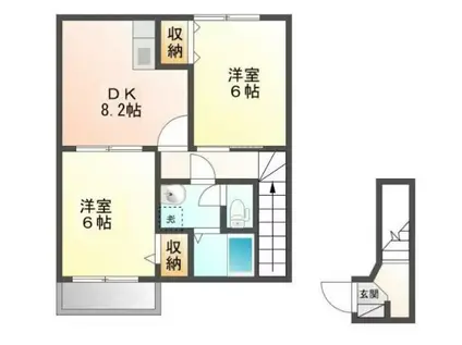 シャン・ド・フルールB(2DK/2階)の間取り写真