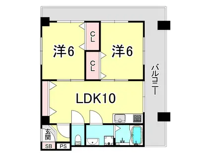 垂水星が丘パークハイツ(2LDK/4階)の間取り写真
