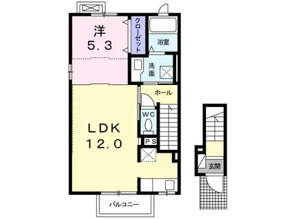 カーサ フェリーチェ(1LDK/2階)の間取り写真