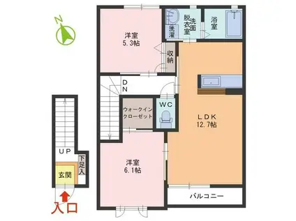 STELLA VI(2LDK/2階)の間取り写真