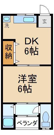 岡野マンション(1DK/4階)の間取り写真