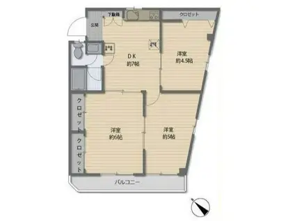 シャンバラ三郷(3DK/3階)の間取り写真