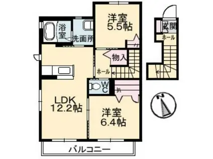 タウンコート筒井(2LDK/2階)の間取り写真