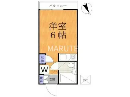 キャッスルヤマノ(ワンルーム/2階)の間取り写真