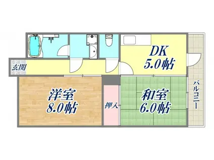 サンコーポユウⅢ(2DK/3階)の間取り写真