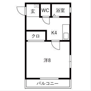 ドエルKMII(1K/3階)の間取り写真