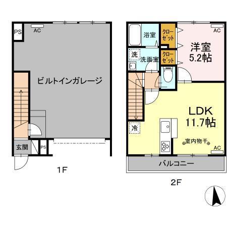 PIT IN大泉学園(1LDK/2階)の間取り写真