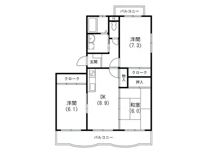 エクレールB(3LDK/3階)の間取り写真