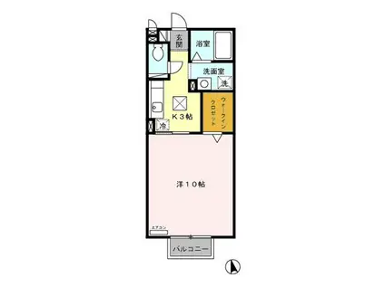 大和の里III(1K/1階)の間取り写真