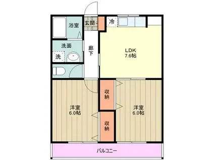 グリーンビレッジ(2DK/2階)の間取り写真