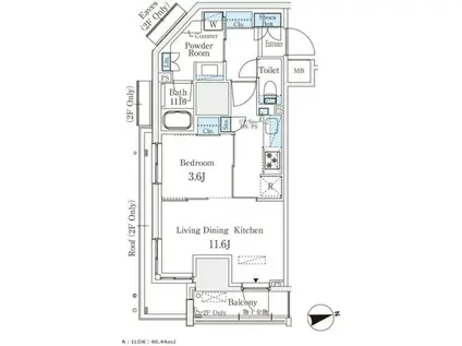 浅草田原町レジデンス(1LDK/5階)の間取り写真