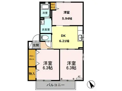 アークメゾン(3DK/2階)の間取り写真