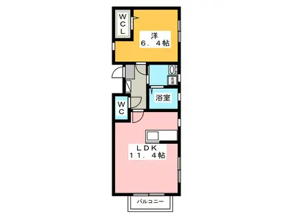 カリエンなめだ(1LDK/3階)の間取り写真