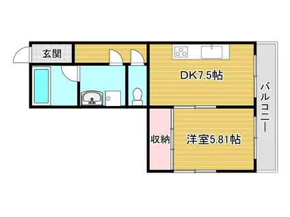 サンマルコ壱番館(1DK/2階)の間取り写真