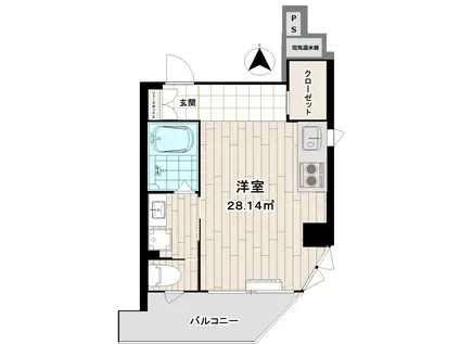 アクアコートII(ワンルーム/4階)の間取り写真