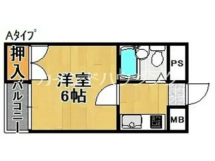 ラフォーレ千本南(1K/4階)の間取り写真