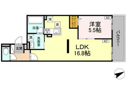 D-RESIDENCE稲城(1LDK/1階)の間取り写真