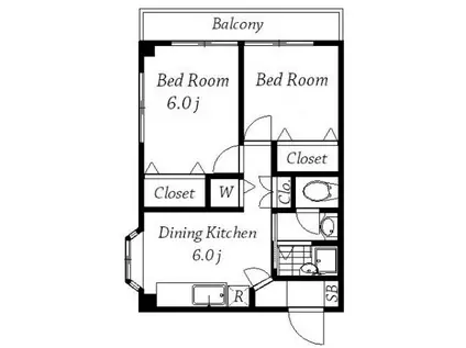 ハイツブラッサム(2DK/2階)の間取り写真