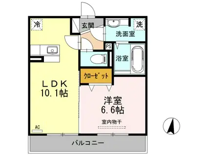ウィット広崎 A棟(1LDK/2階)の間取り写真