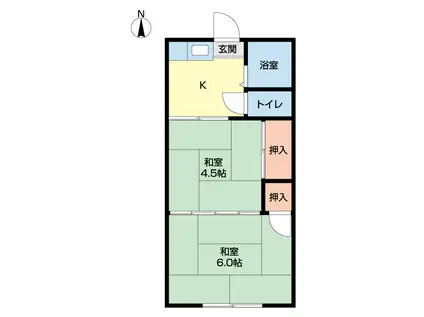 第二ひまわり荘 B(2K/2階)の間取り写真