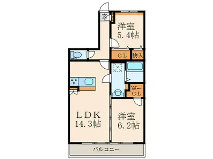 モアプラス日明エントラーダ(2LDK/1階)の間取り写真