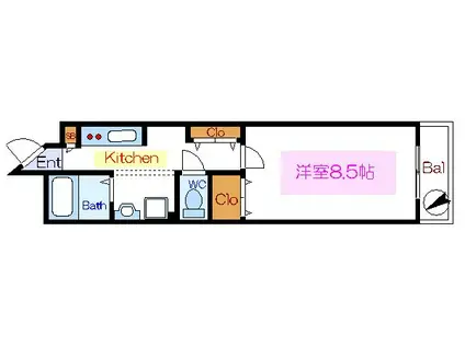 GRAZIO(1K/2階)の間取り写真