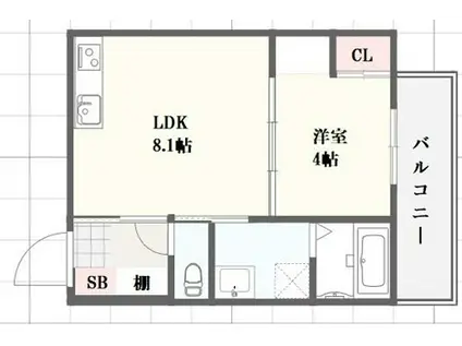 駒ヶ林アパート(1LDK/1階)の間取り写真