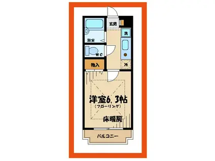 HGS府中イースト(1K/1階)の間取り写真