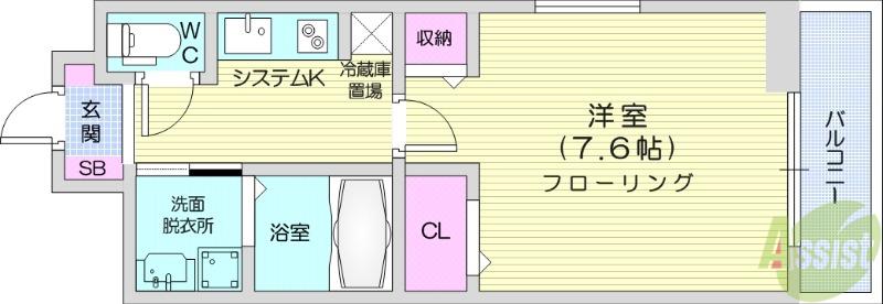 杜の風 原町Ⅰ(1K/1階)の間取り写真