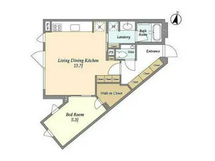 アンソレイエ下北沢(1LDK/1階)の間取り写真