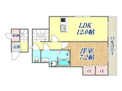 ラメゾンパルティール(1LDK/2階)の間取り写真