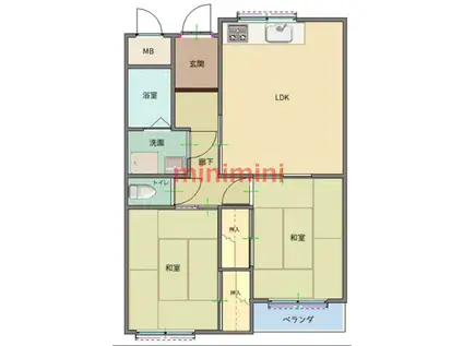 メゾンOKS(2LDK/3階)の間取り写真