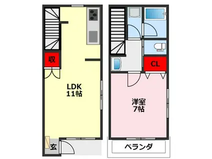 IH DE ROSE(1LDK/1階)の間取り写真