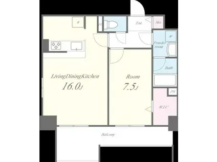 月島リバーサイドハイツ(1LDK/5階)の間取り写真