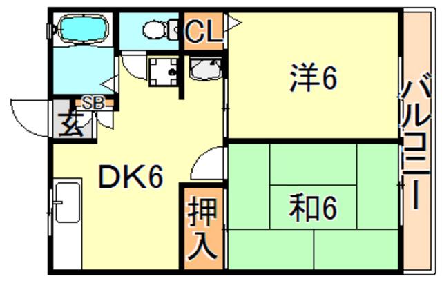シティハイムセルバ(2DK/1階)の間取り写真