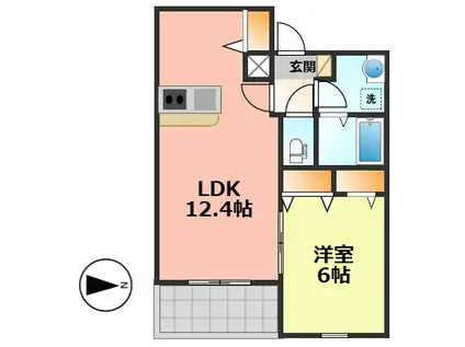 ジーメゾン西枇杷島プレフィエ(1LDK/2階)の間取り写真