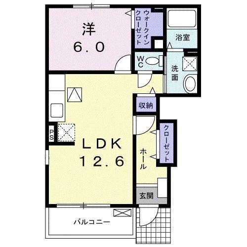 デスパシオ(1LDK/1階)の間取り写真