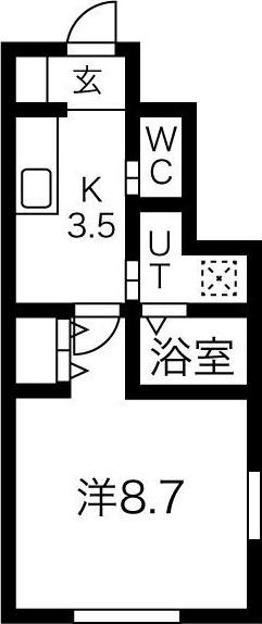NOV さくら通(1K/1階)の間取り写真