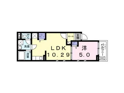 ヴィラ フリューゲル(1LDK/2階)の間取り写真