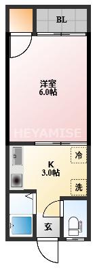 アタゴコーポ(1K/2階)の間取り写真