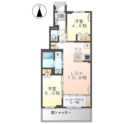 G.T.II(2LDK/1階)の間取り写真