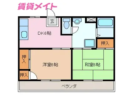 グリーンパーク一栄(2DK/2階)の間取り写真