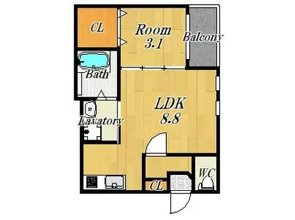 ハーモニーテラス伝法V(1LDK/1階)の間取り写真