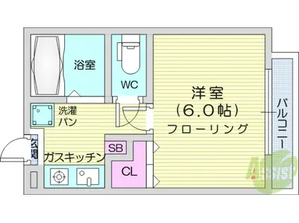 コーディアルハウス一本杉町(1K/1階)の間取り写真