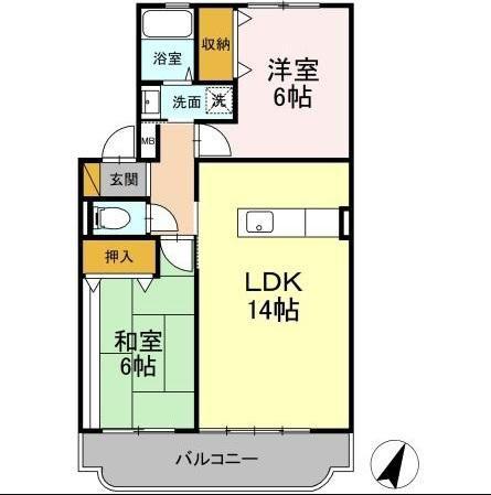 コンフォール稲荷前(2LDK/3階)の間取り写真